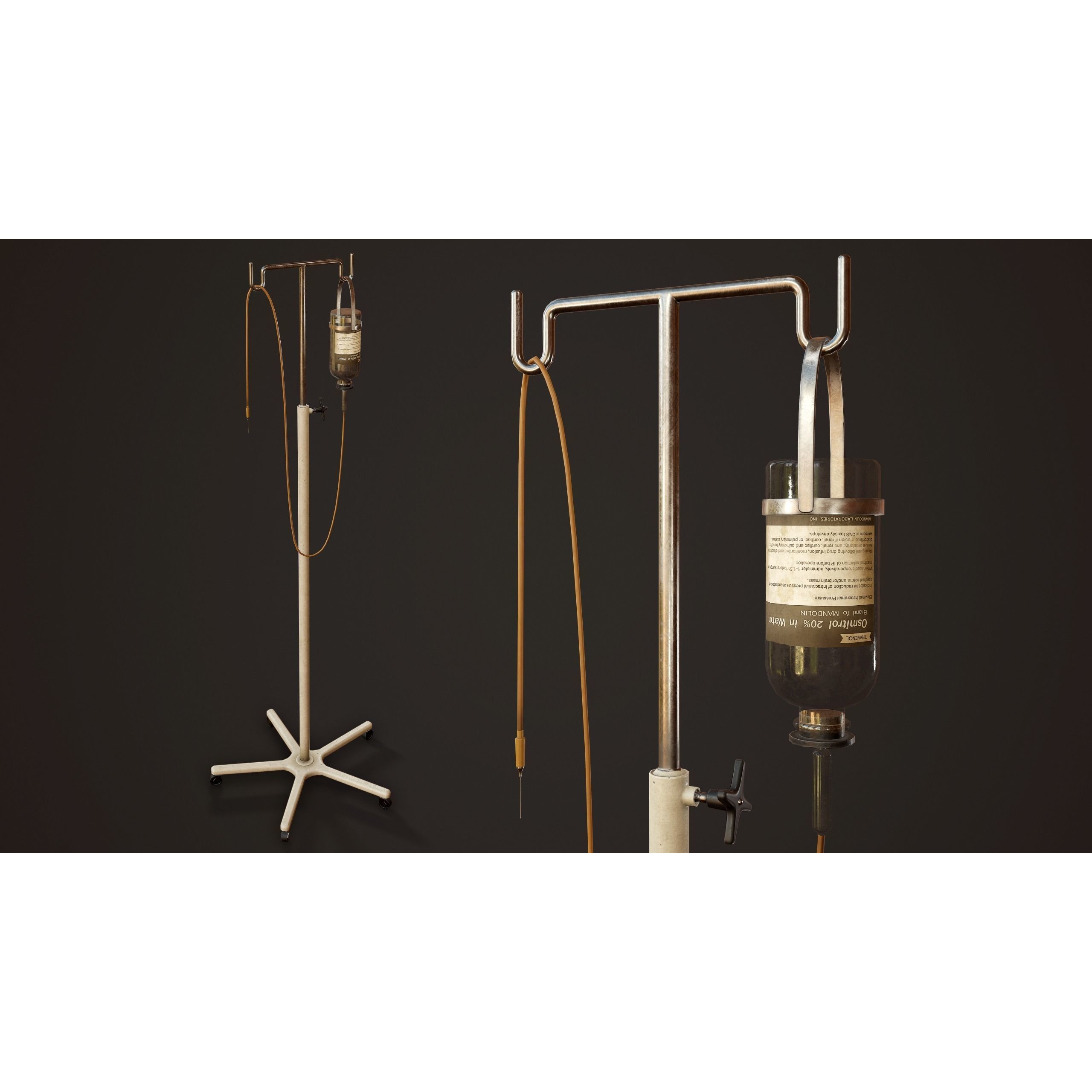 Hospital Drip Stand - Low-Poly Game-Ready 3D Model - View 3