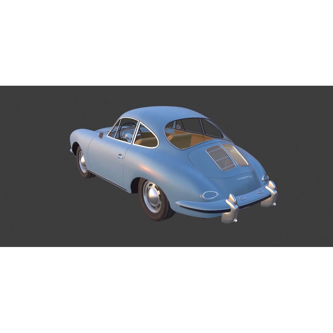 Porsche 356 C 3D Model – High Poly Car Asset, PBR Textures, FBX, OBJ - View 11