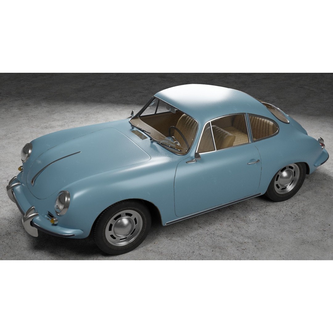 Porsche 356 C 3D Model – High Poly Car Asset, PBR Textures, FBX, OBJ - View 4