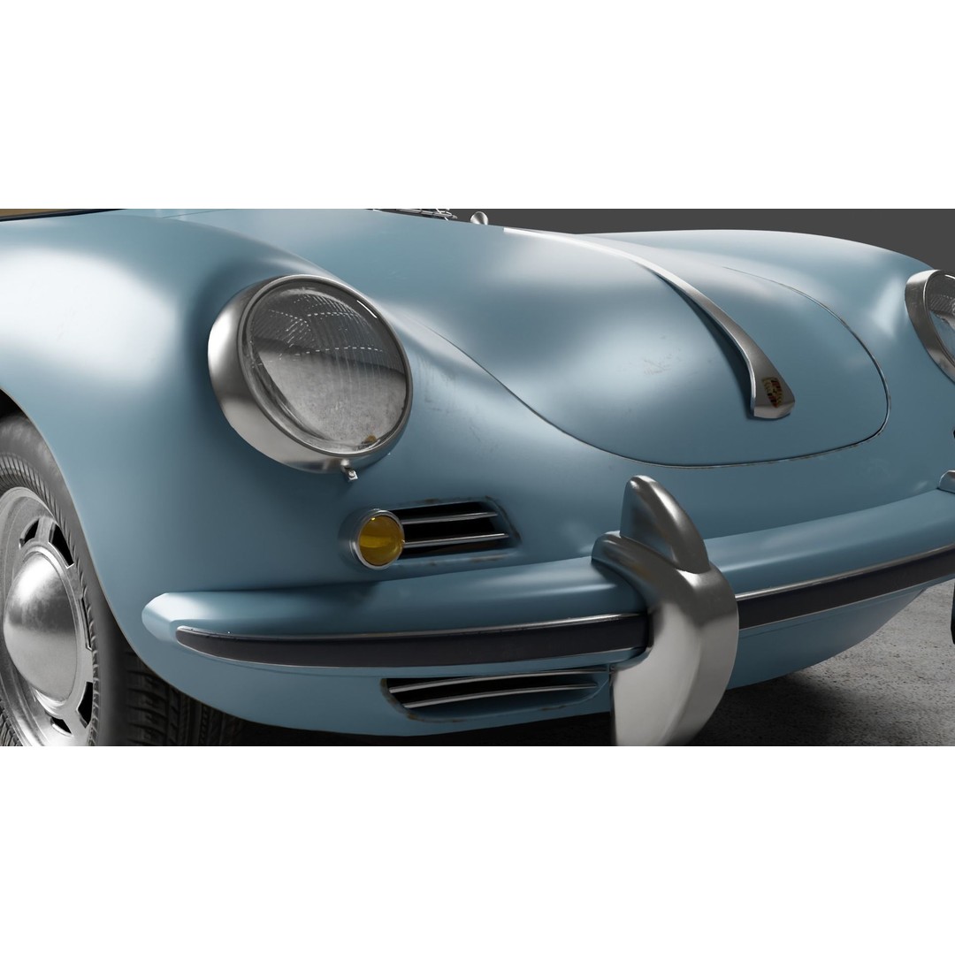 Porsche 356 C 3D Model – High Poly Car Asset, PBR Textures, FBX, OBJ - View 6
