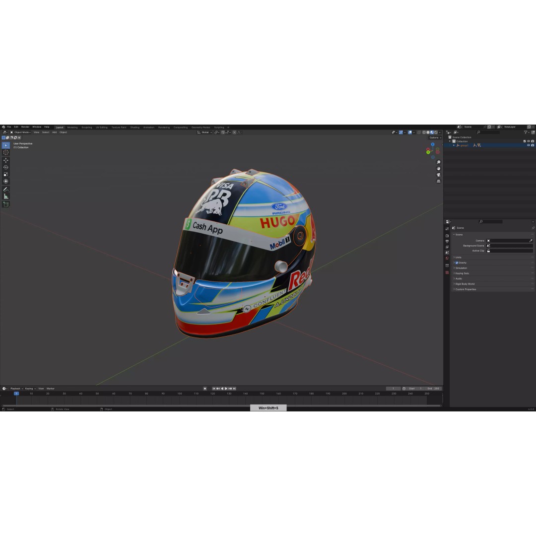 F1 Lindblad Helmet 3D Model – Detailed Racing Asset, FBX, PBR - View 18