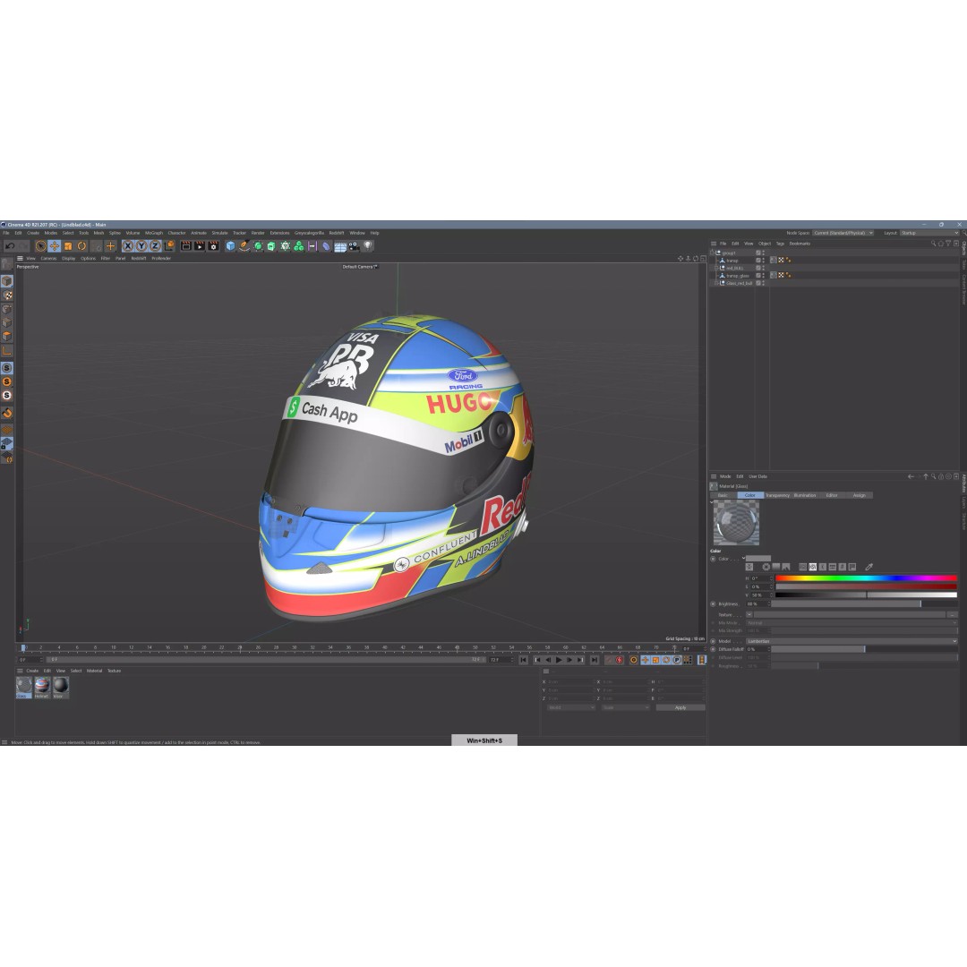 F1 Lindblad Helmet 3D Model – Detailed Racing Asset, FBX, PBR - View 19