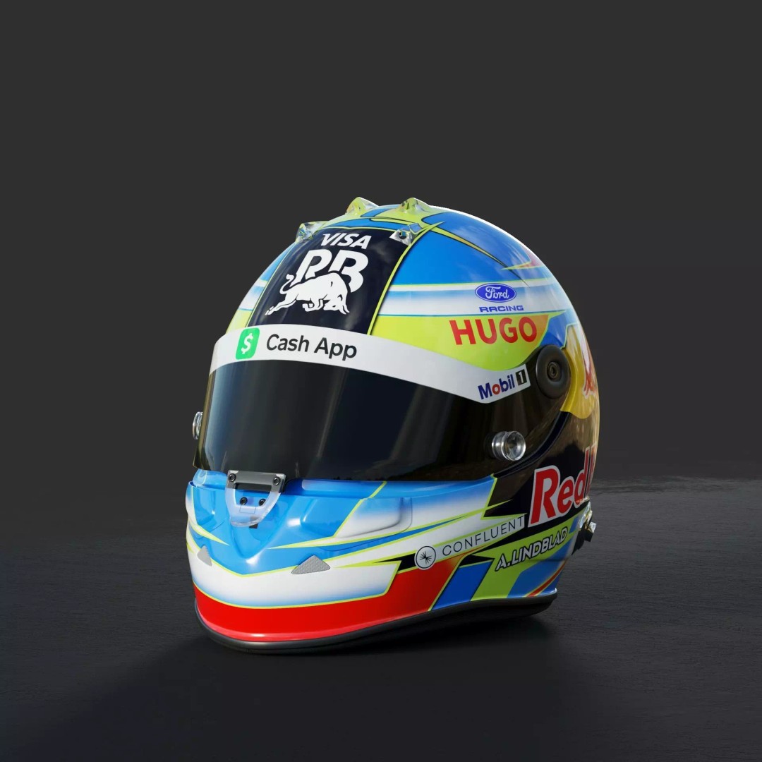 F1 Lindblad Helmet 3D Model – Detailed Racing Asset, FBX, PBR - View 2