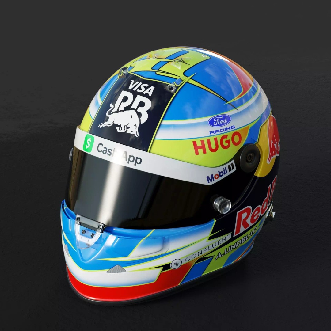 F1 Lindblad Helmet 3D Model – Detailed Racing Asset, FBX, PBR - View 3