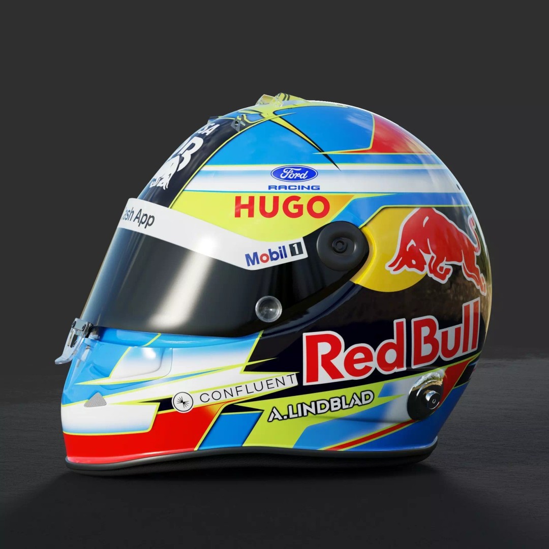 F1 Lindblad Helmet 3D Model – Detailed Racing Asset, FBX, PBR - View 6