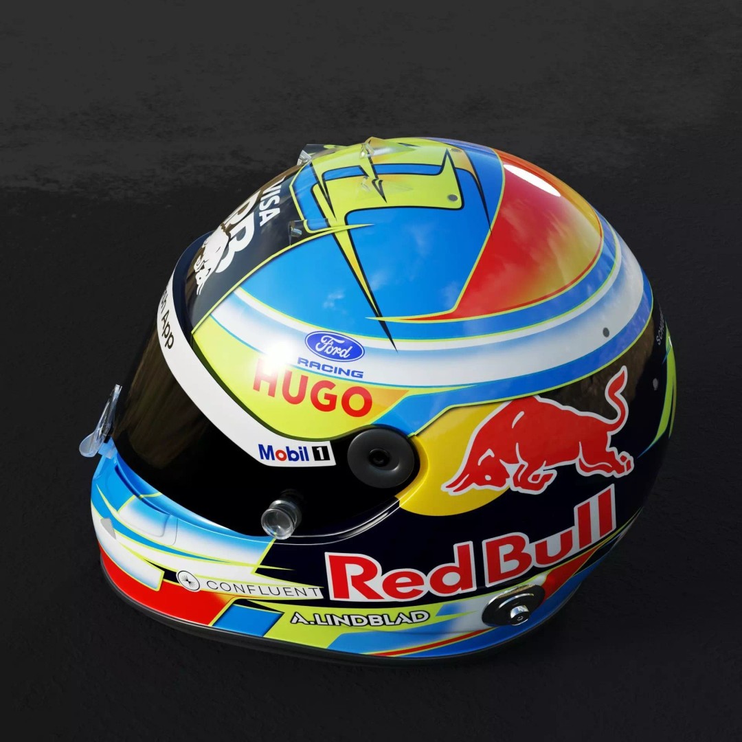 F1 Lindblad Helmet 3D Model – Detailed Racing Asset, FBX, PBR - View 7
