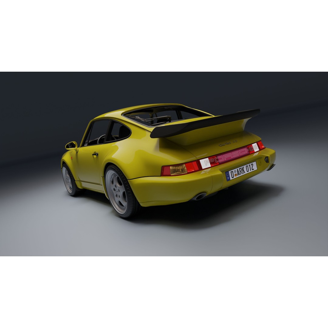 Porsche 911 964 Turbo 3D Model – Low Poly Game Asset, FBX, PBR