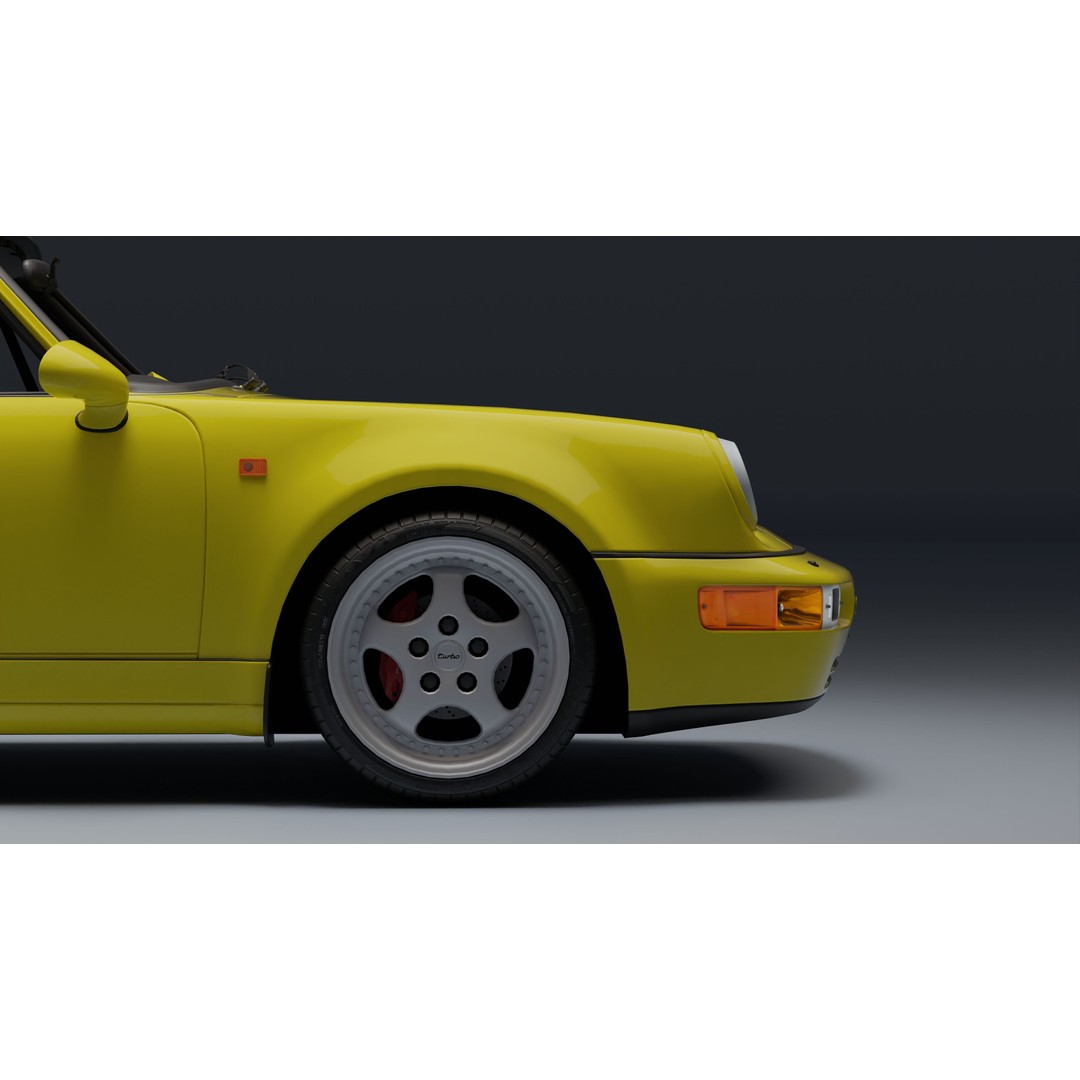 Porsche 911 964 Turbo 3D Model – Low Poly Game Asset, FBX, PBR - View 11