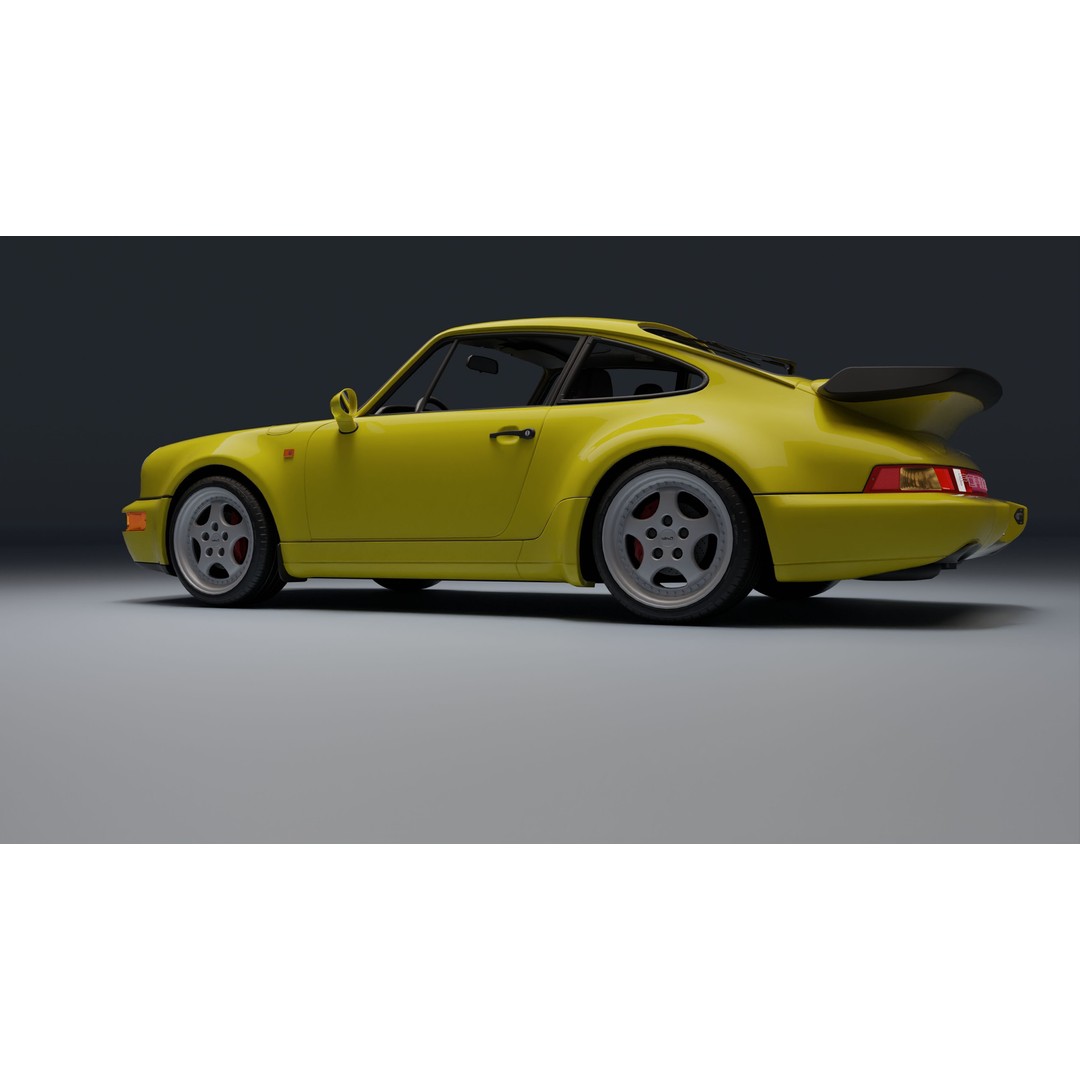 Porsche 911 964 Turbo 3D Model – Low Poly Game Asset, FBX, PBR - View 12
