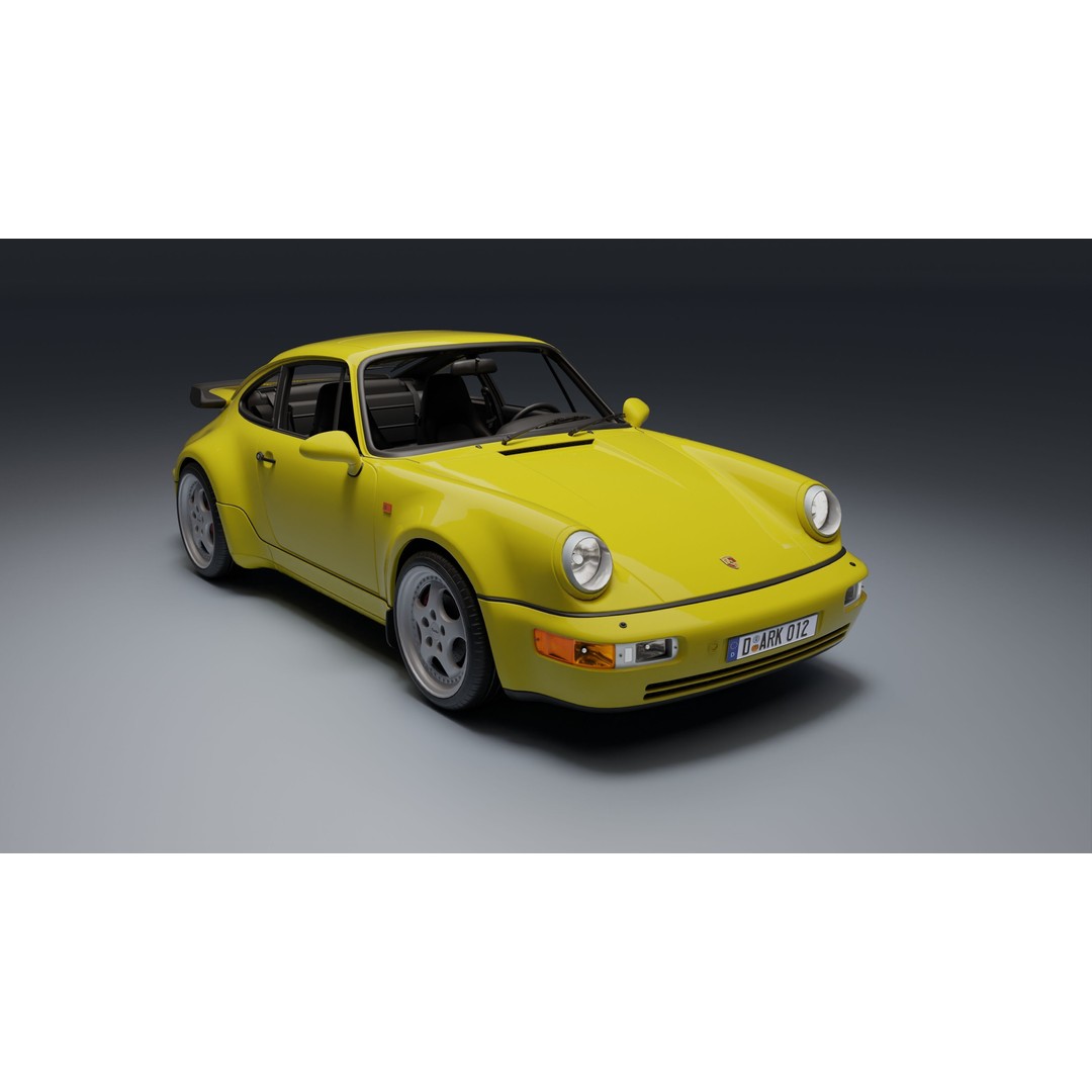 Porsche 911 964 Turbo 3D Model – Low Poly Game Asset, FBX, PBR - View 15