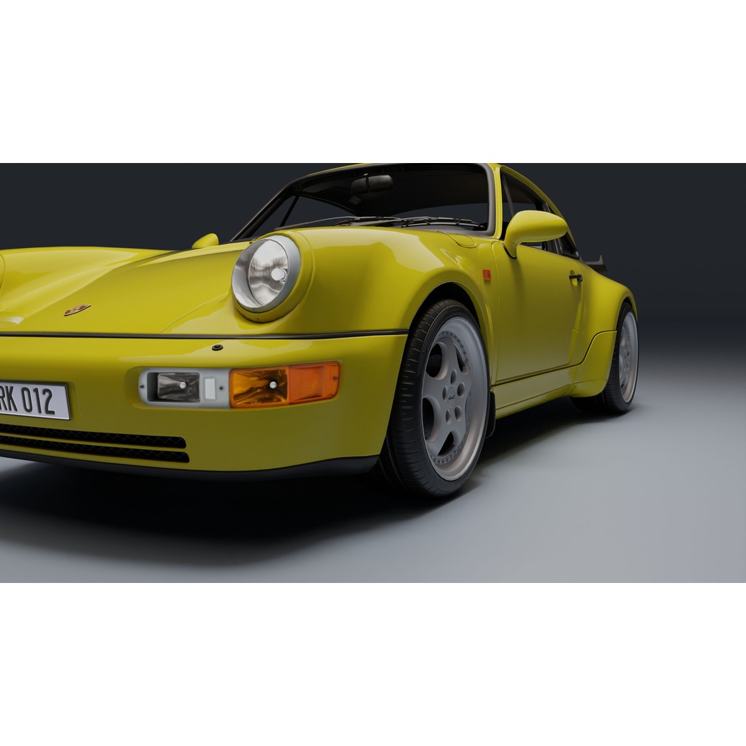 Porsche 911 964 Turbo 3D Model – Low Poly Game Asset, FBX, PBR - View 25