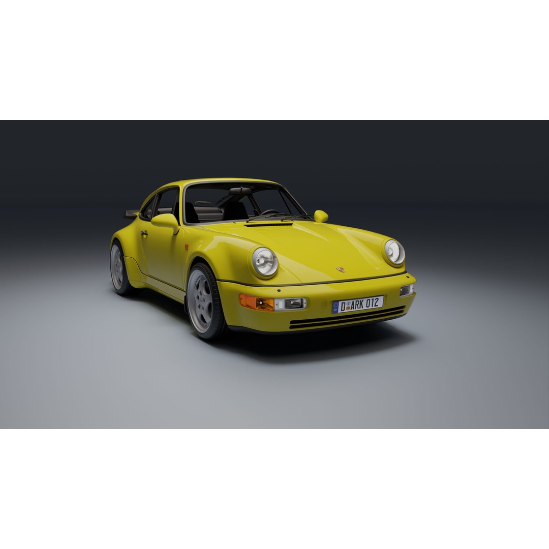 Porsche 911 964 Turbo 3D Model – Low Poly Game Asset, FBX, PBR - View 3