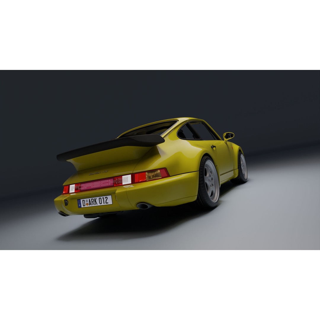 Porsche 911 964 Turbo 3D Model – Low Poly Game Asset, FBX, PBR - View 32
