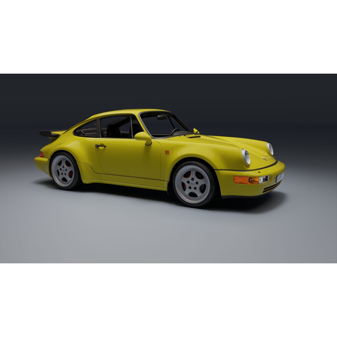Porsche 911 964 Turbo 3D Model – Low Poly Game Asset, FBX, PBR - View 4