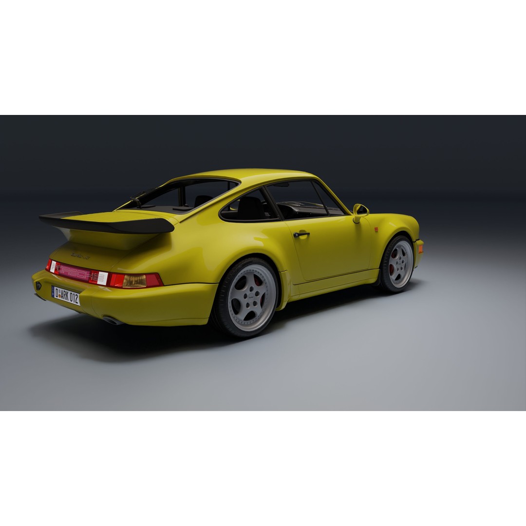 Porsche 911 964 Turbo 3D Model – Low Poly Game Asset, FBX, PBR - View 5