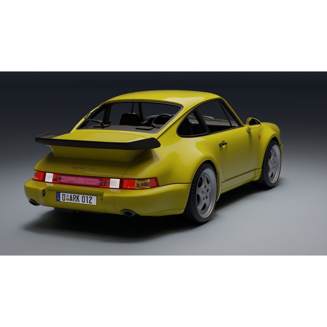 Porsche 911 964 Turbo 3D Model – Low Poly Game Asset, FBX, PBR - View 8