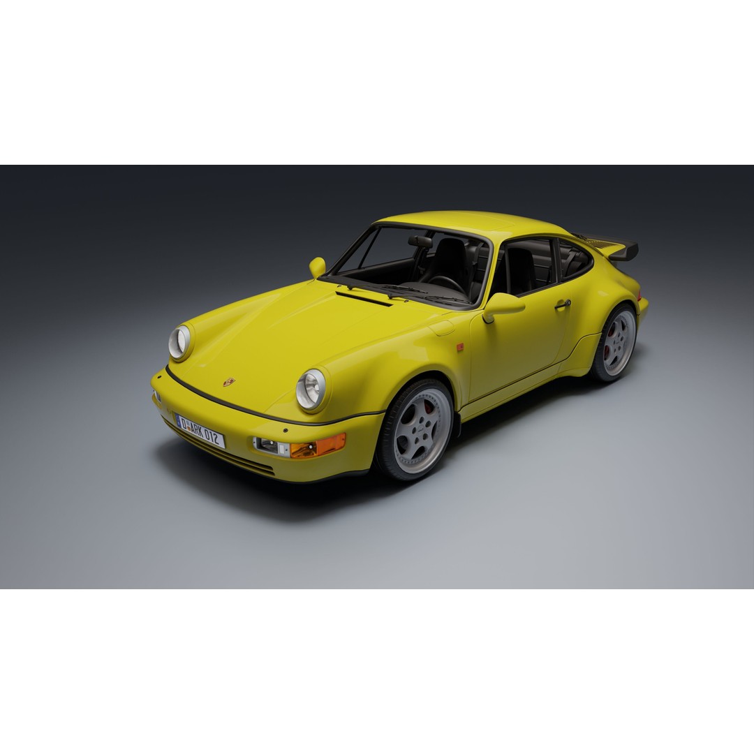Porsche 911 964 Turbo 3D Model – Low Poly Game Asset, FBX, PBR - View 9