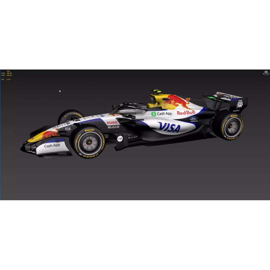 F1 Visa Cash App VICARB03 2026 3D Model – Low Poly Racing Car, FBX - View 25