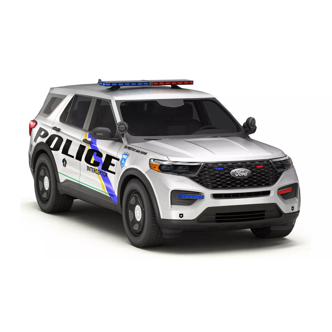 Police Car 3D Model – Low Poly Game Asset, FBX, PBR Textures - View 2