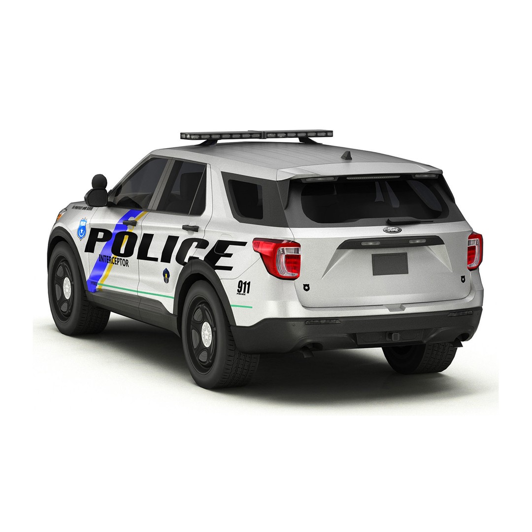 Police Car 3D Model – Low Poly Game Asset, FBX, PBR Textures - View 4