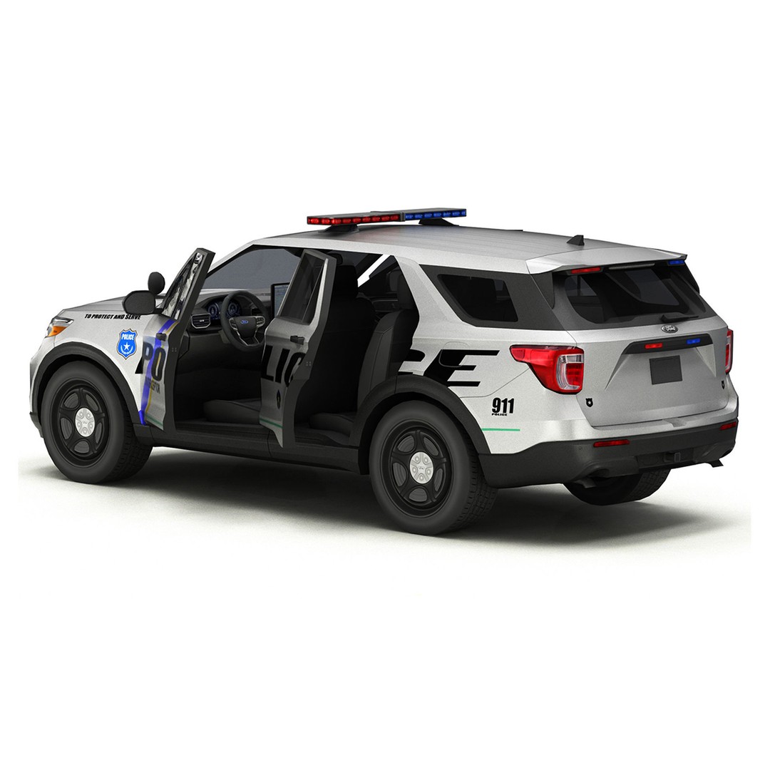 Police Car 3D Model – Low Poly Game Asset, FBX, PBR Textures - View 5