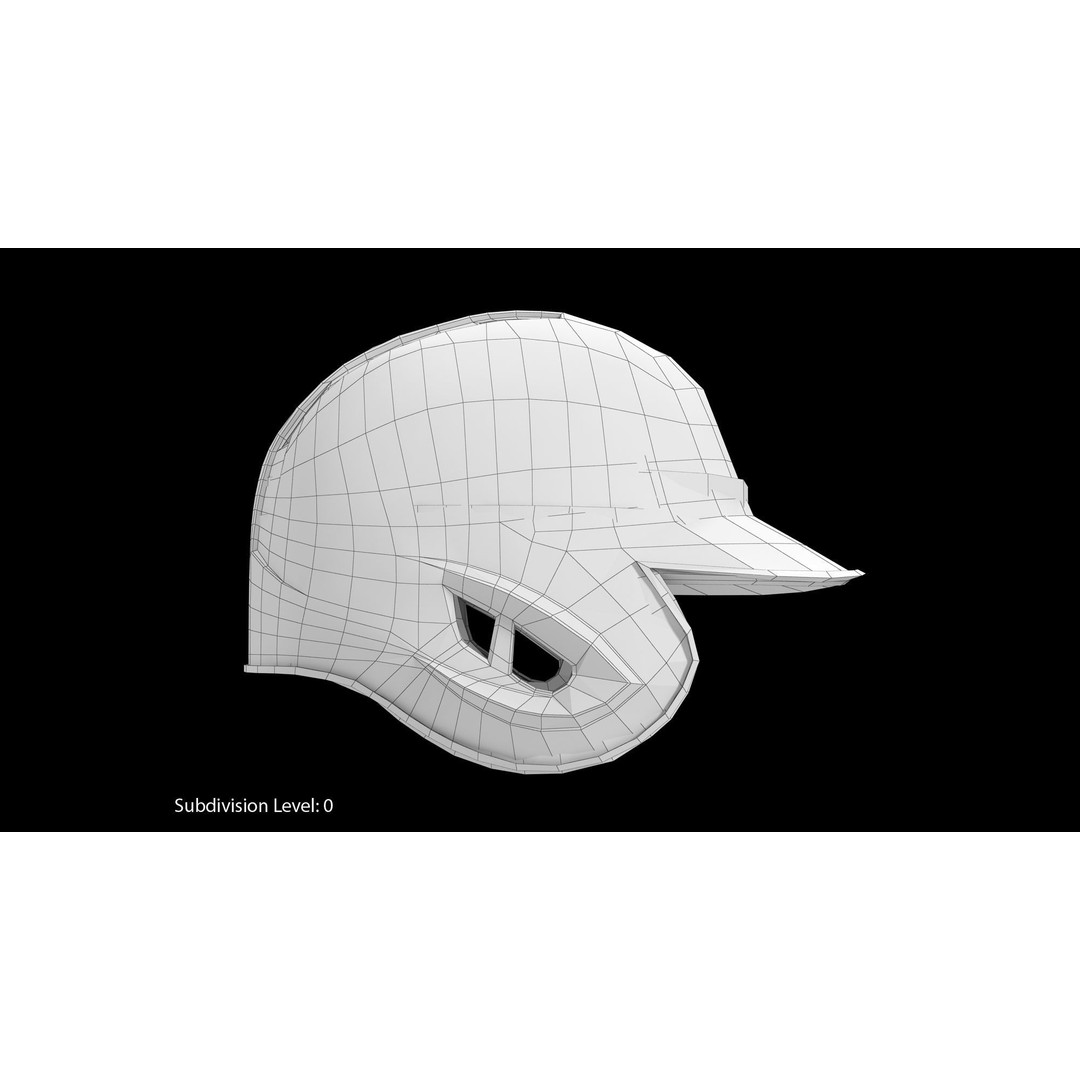 Baseball Helmet 3D Model – Low Poly Deep Blue Gloss Game Asset, FBX - View 12
