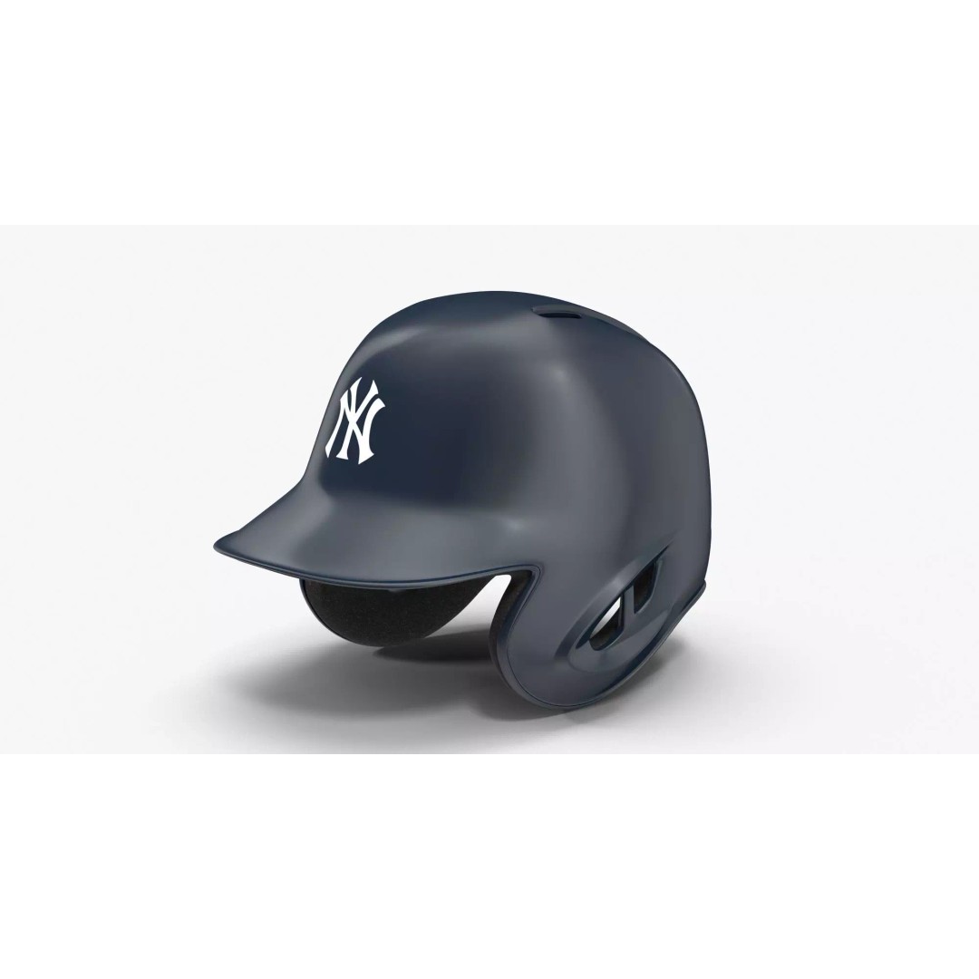 Baseball Helmet 3D Model – Low Poly Deep Blue Gloss Game Asset, FBX - View 2