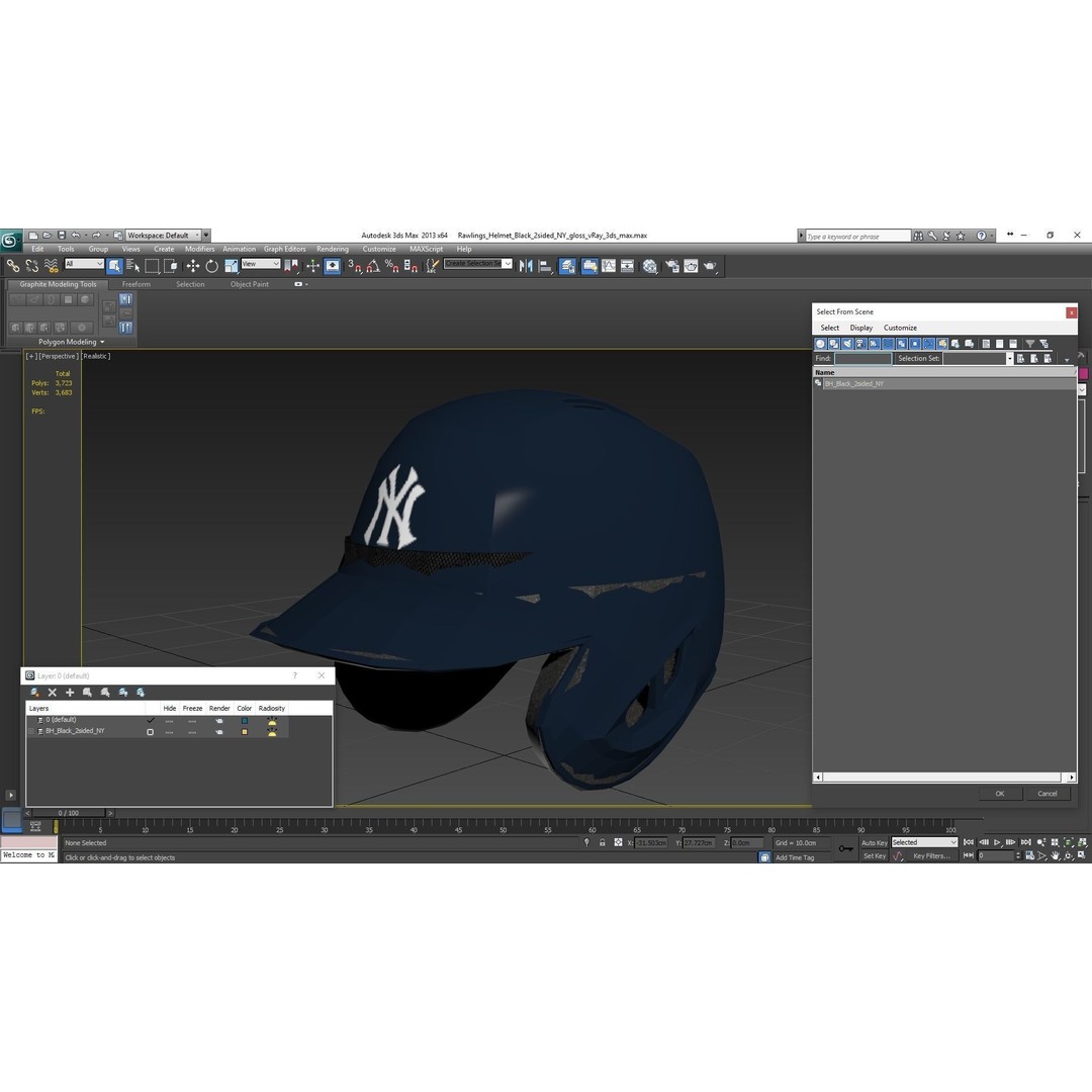 Baseball Helmet 3D Model – Low Poly Deep Blue Gloss Game Asset, FBX - View 21