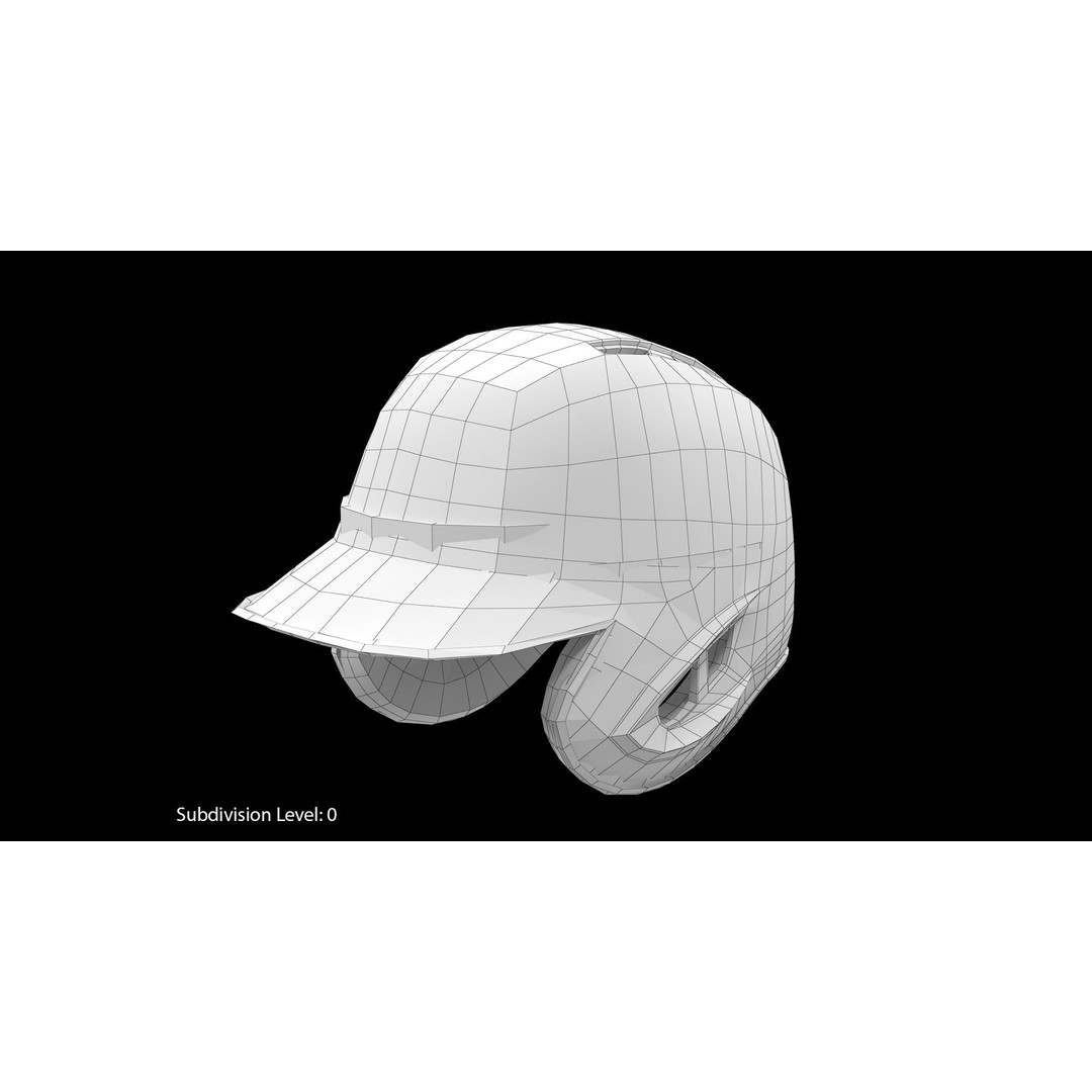Baseball Helmet 3D Model – Low Poly Deep Blue Gloss Game Asset, FBX - View 3