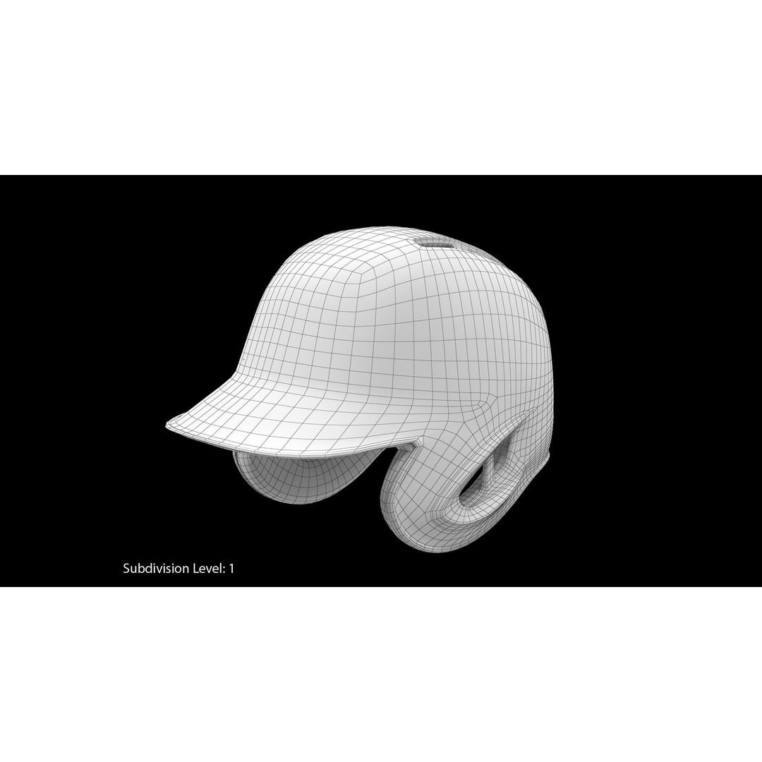 Baseball Helmet 3D Model – Low Poly Deep Blue Gloss Game Asset, FBX - View 4