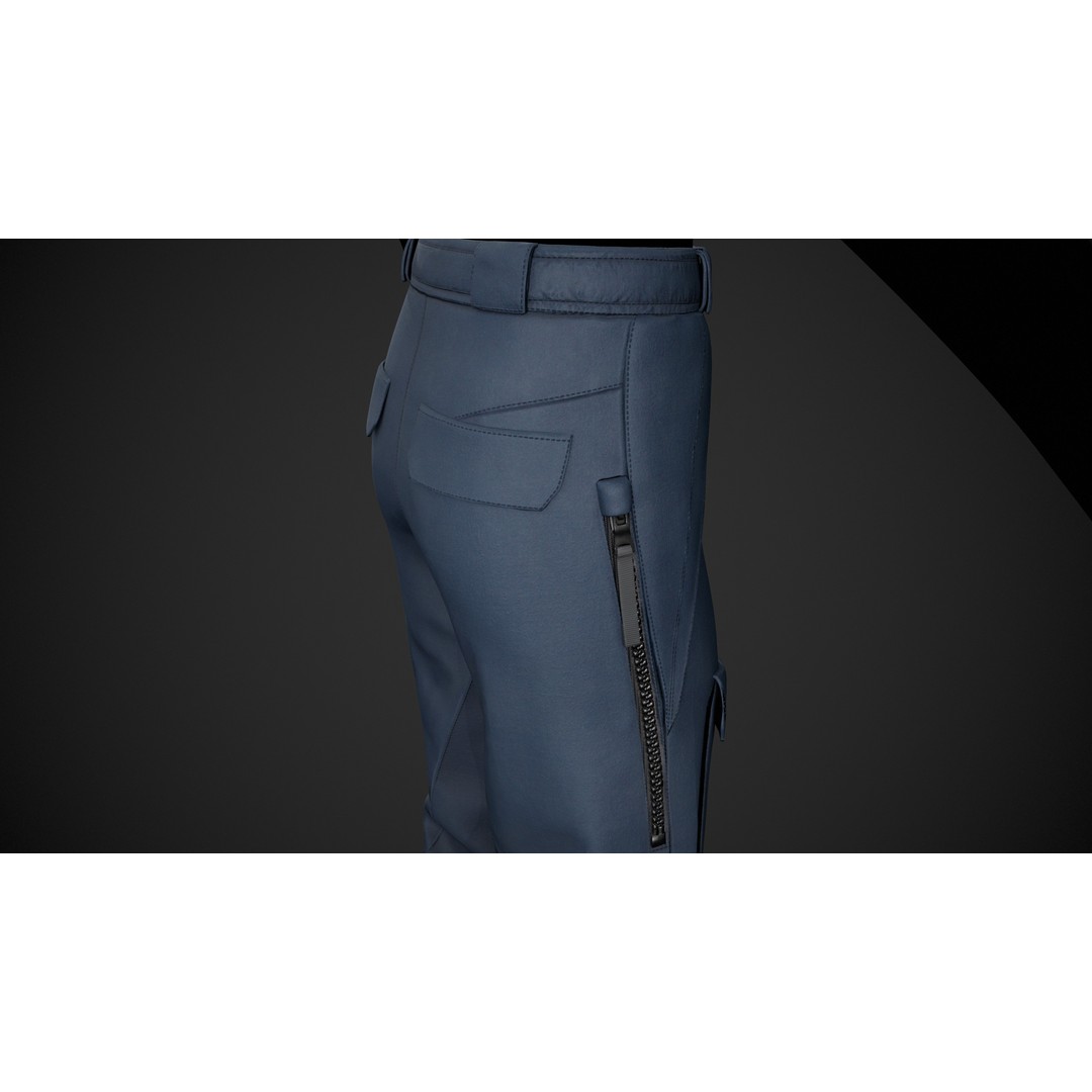 Blue Snowboard Pants 3D Model – Low Poly PBR Game Asset, FBX, OBJ - View 10