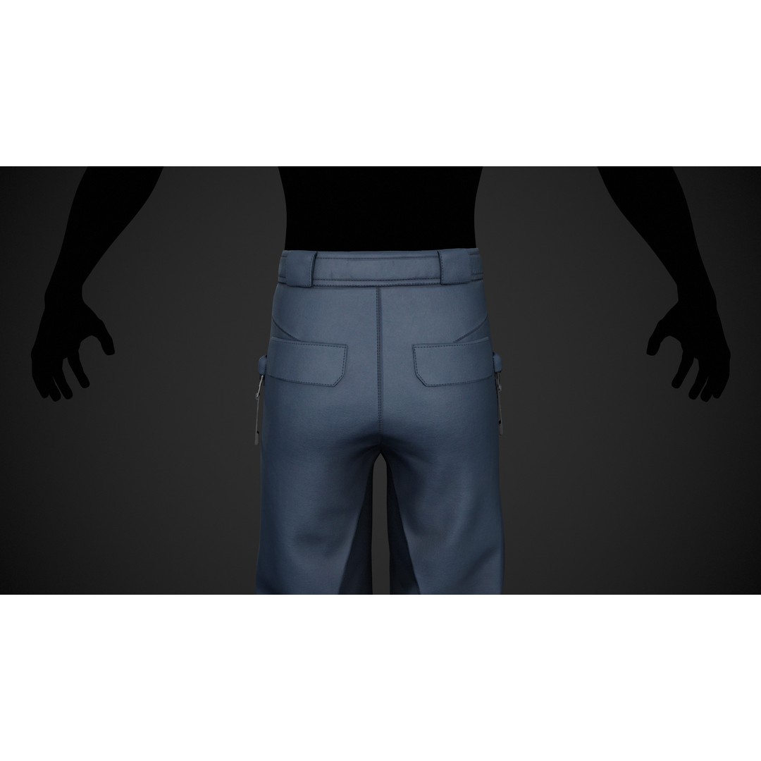 Blue Snowboard Pants 3D Model – Low Poly PBR Game Asset, FBX, OBJ - View 11