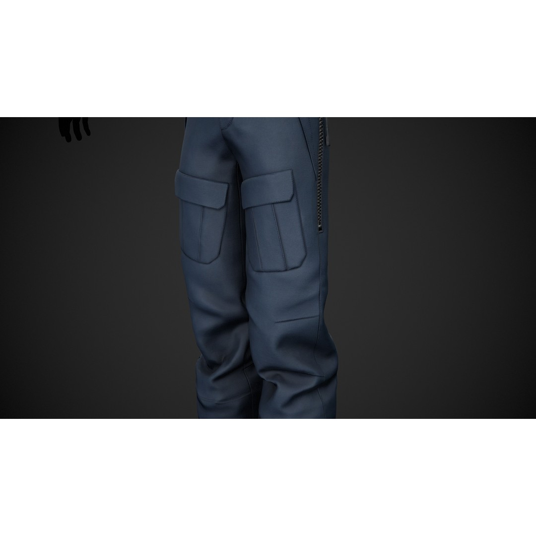 Blue Snowboard Pants 3D Model – Low Poly PBR Game Asset, FBX, OBJ - View 14
