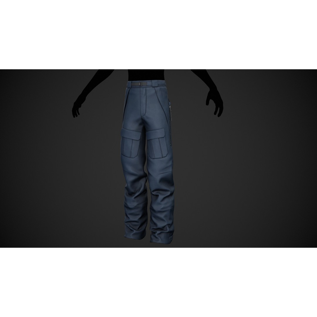 Blue Snowboard Pants 3D Model – Low Poly PBR Game Asset, FBX, OBJ - View 3