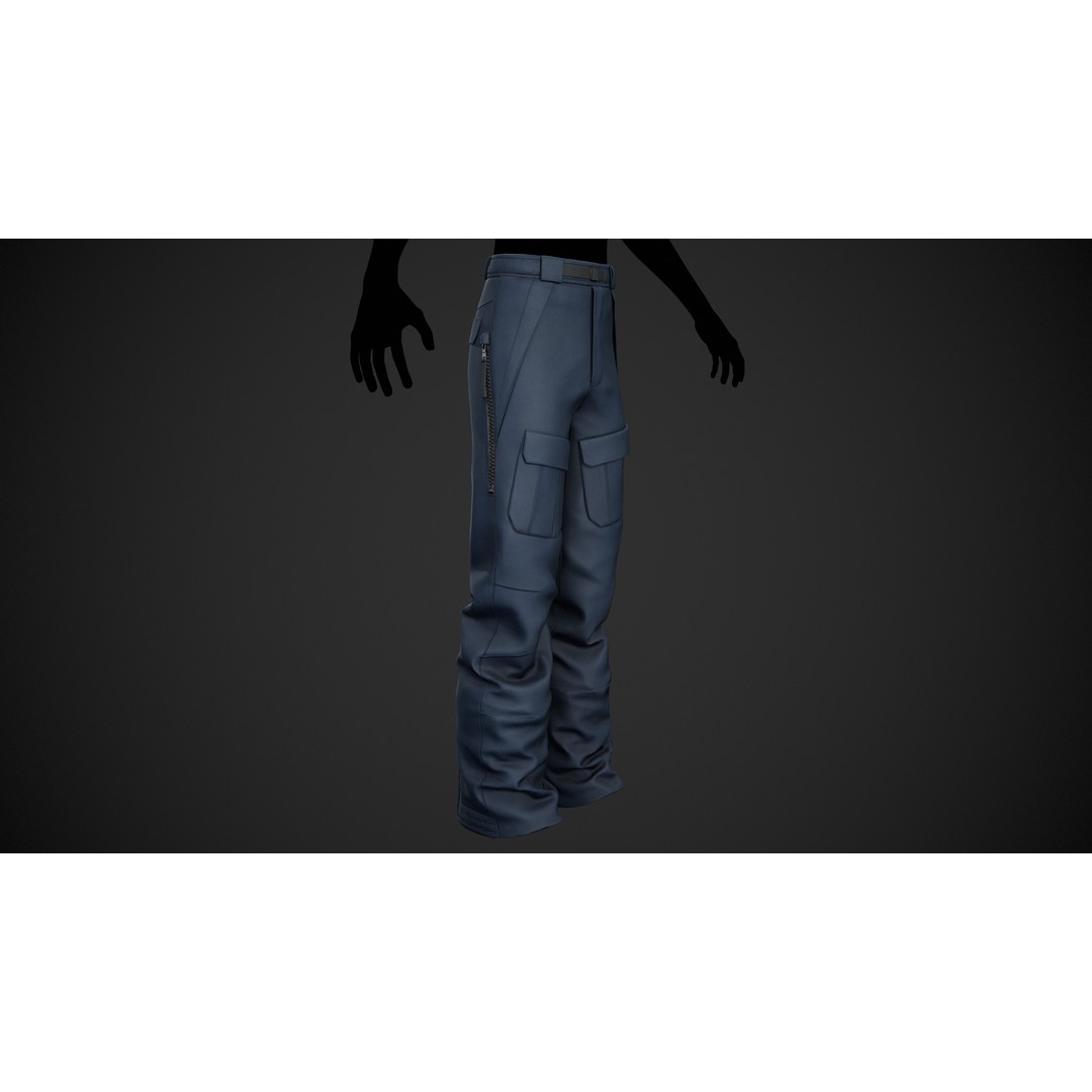 Blue Snowboard Pants 3D Model – Low Poly PBR Game Asset, FBX, OBJ - View 4