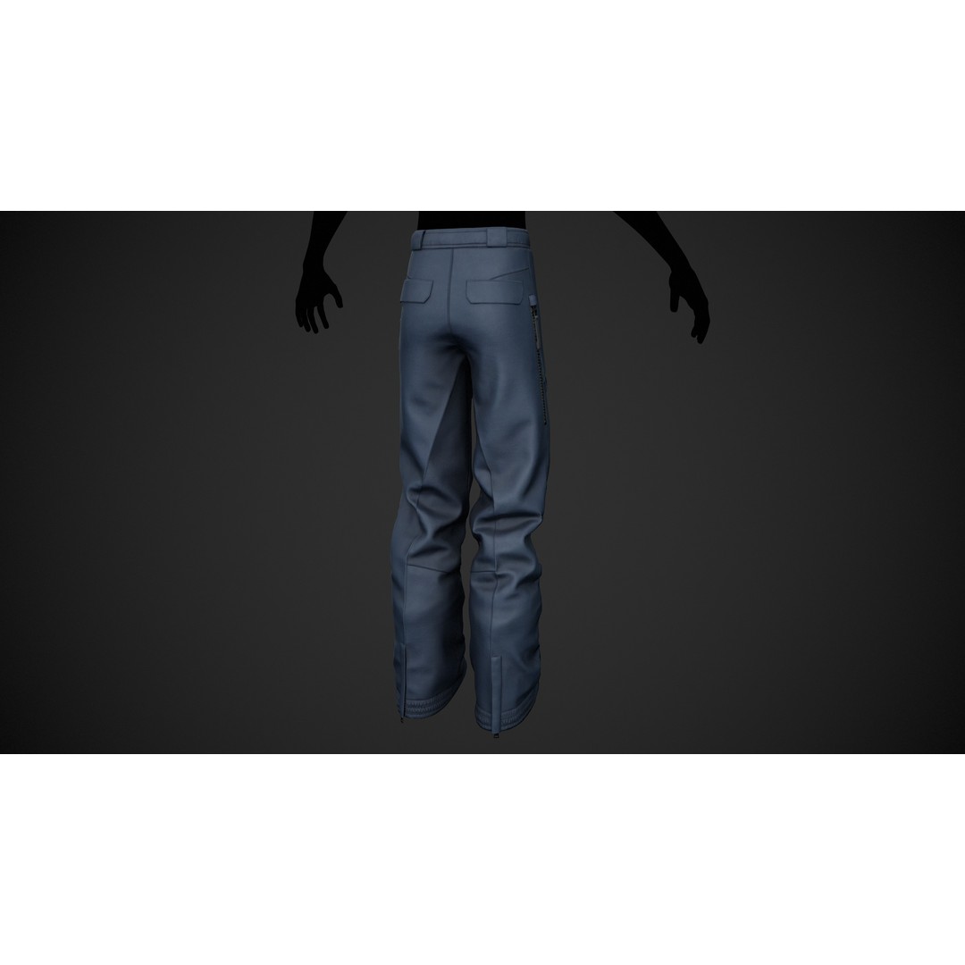 Blue Snowboard Pants 3D Model – Low Poly PBR Game Asset, FBX, OBJ - View 5