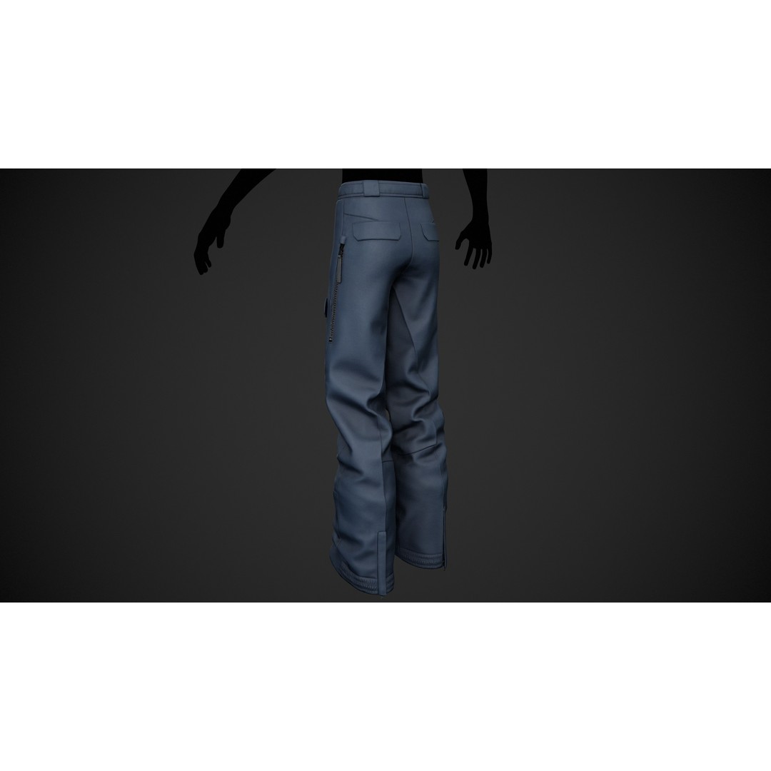 Blue Snowboard Pants 3D Model – Low Poly PBR Game Asset, FBX, OBJ - View 6