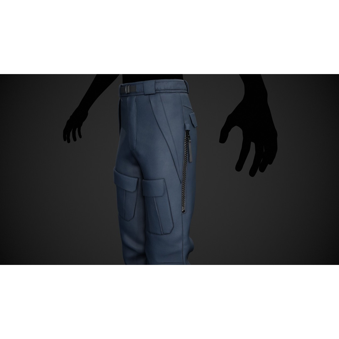 Blue Snowboard Pants 3D Model – Low Poly PBR Game Asset, FBX, OBJ - View 7