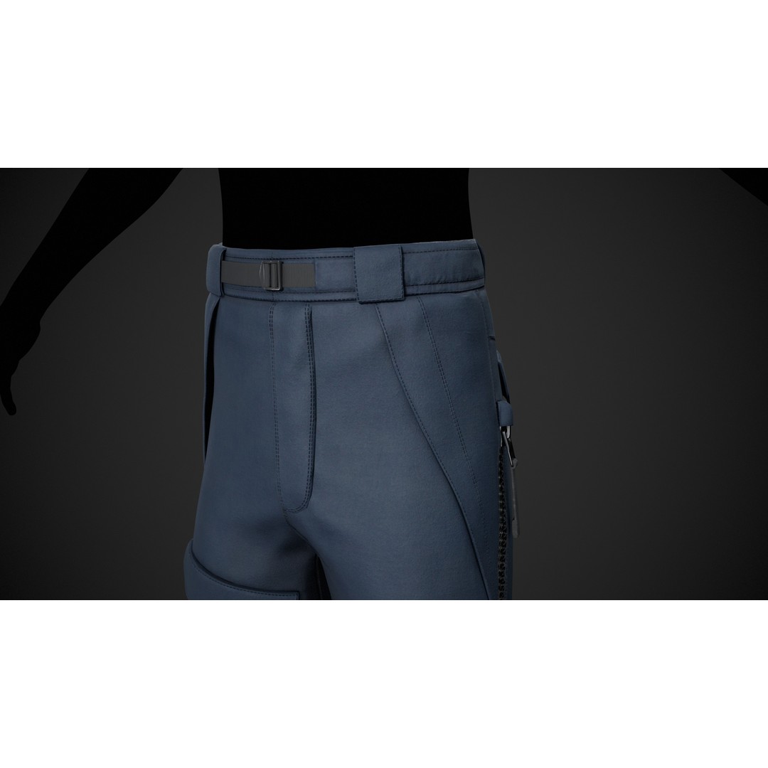 Blue Snowboard Pants 3D Model – Low Poly PBR Game Asset, FBX, OBJ - View 8