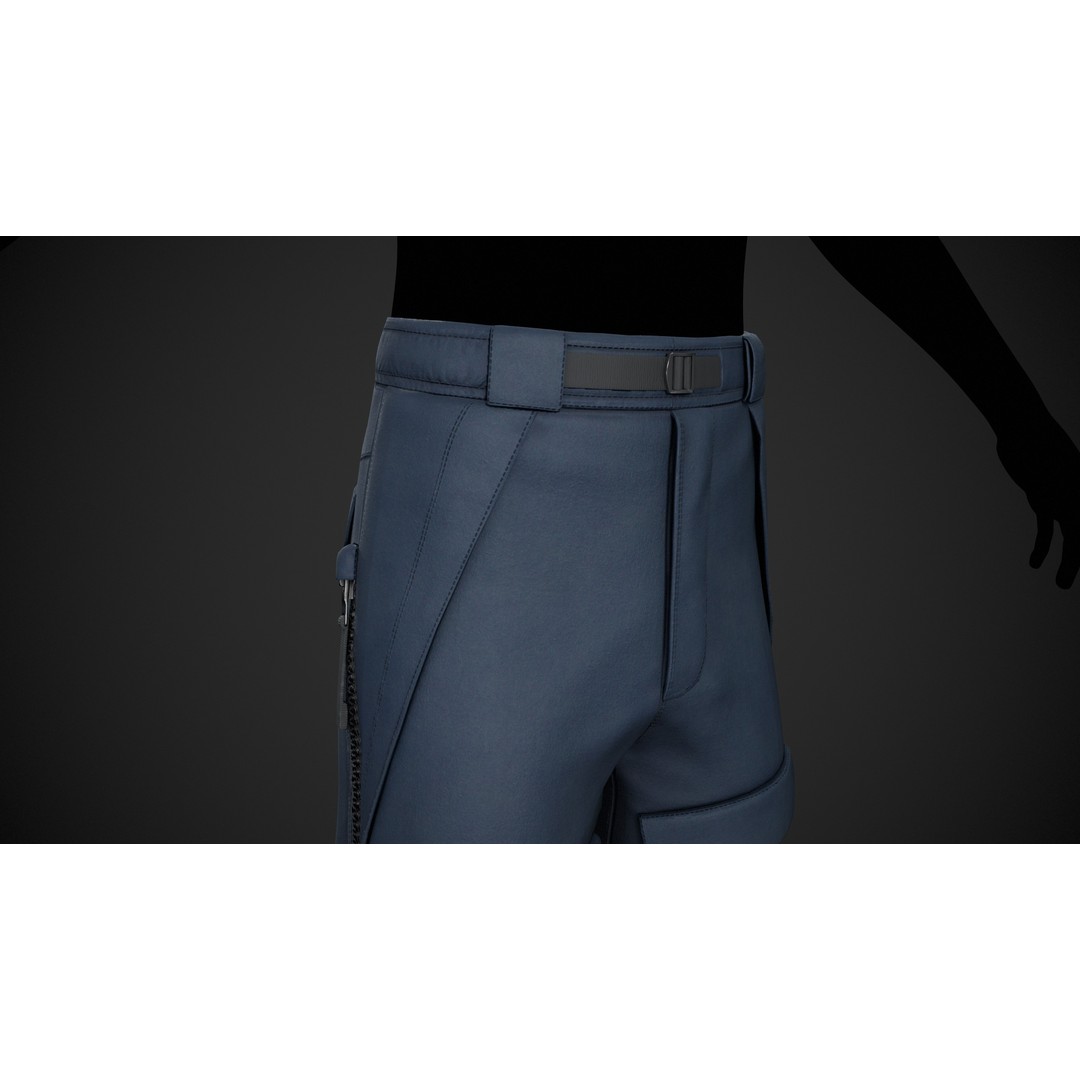 Blue Snowboard Pants 3D Model – Low Poly PBR Game Asset, FBX, OBJ - View 9