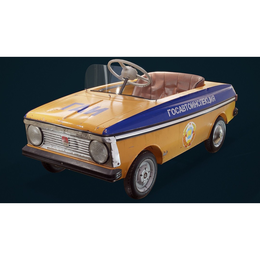 Pedal Car 3D Model – Retro Low-Poly Vehicle, FBX & Blender - View 3