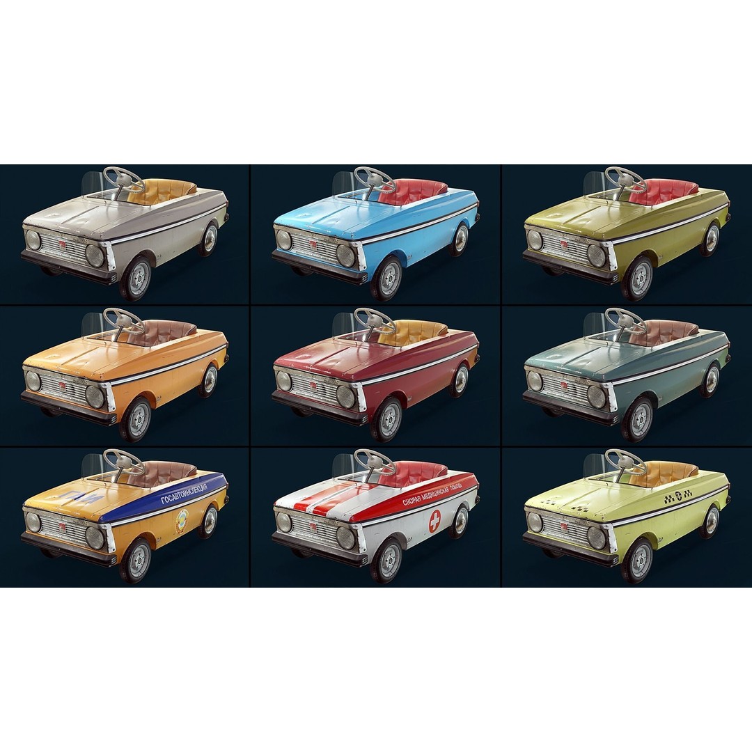 Pedal Car 3D Model – Retro Low-Poly Vehicle, FBX & Blender - View 5