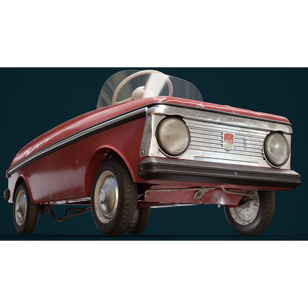 Pedal Car 3D Model – Retro Low-Poly Vehicle, FBX & Blender - View 7