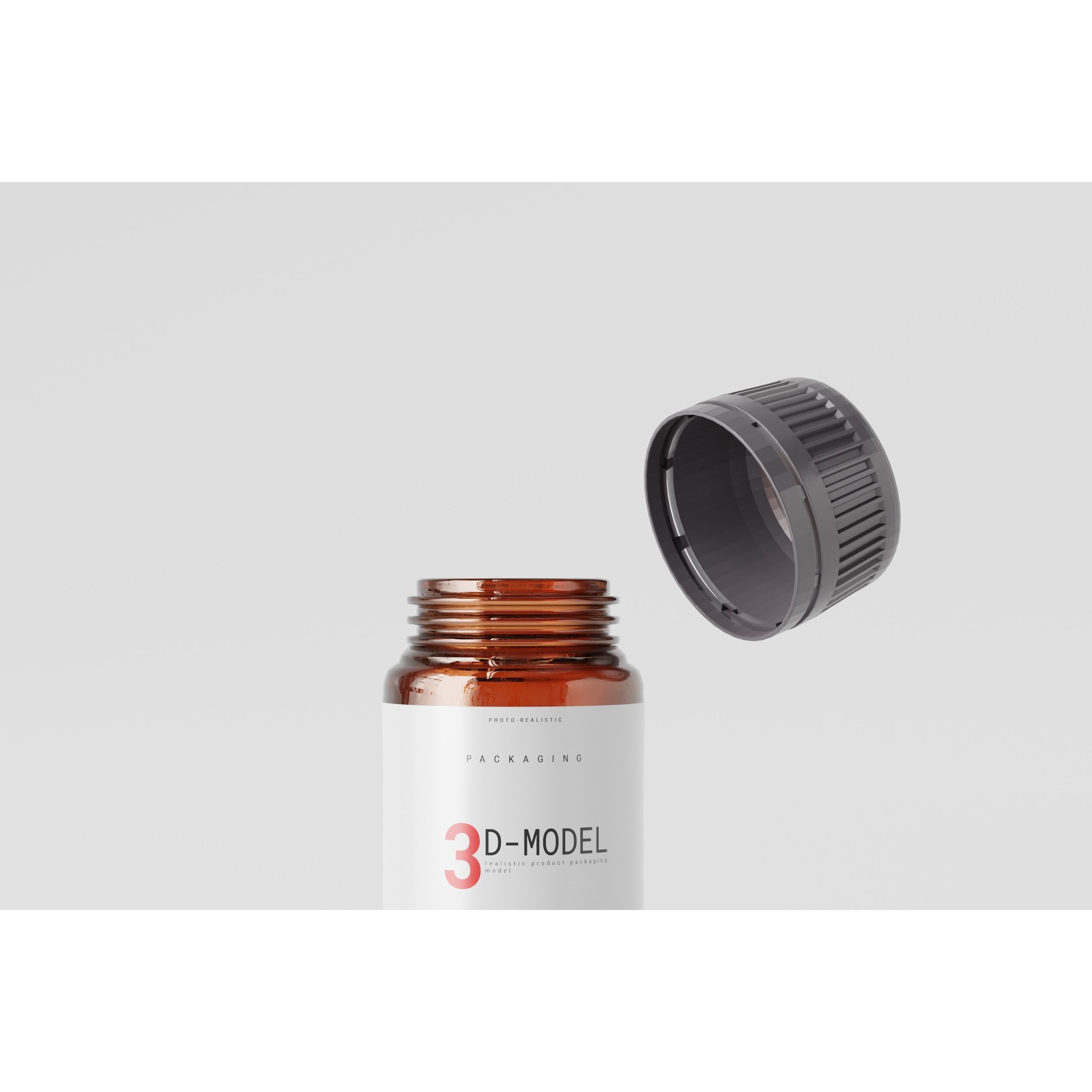 Amber Glass Cosmetic Packaging Bottle - Low-Poly 3D Model