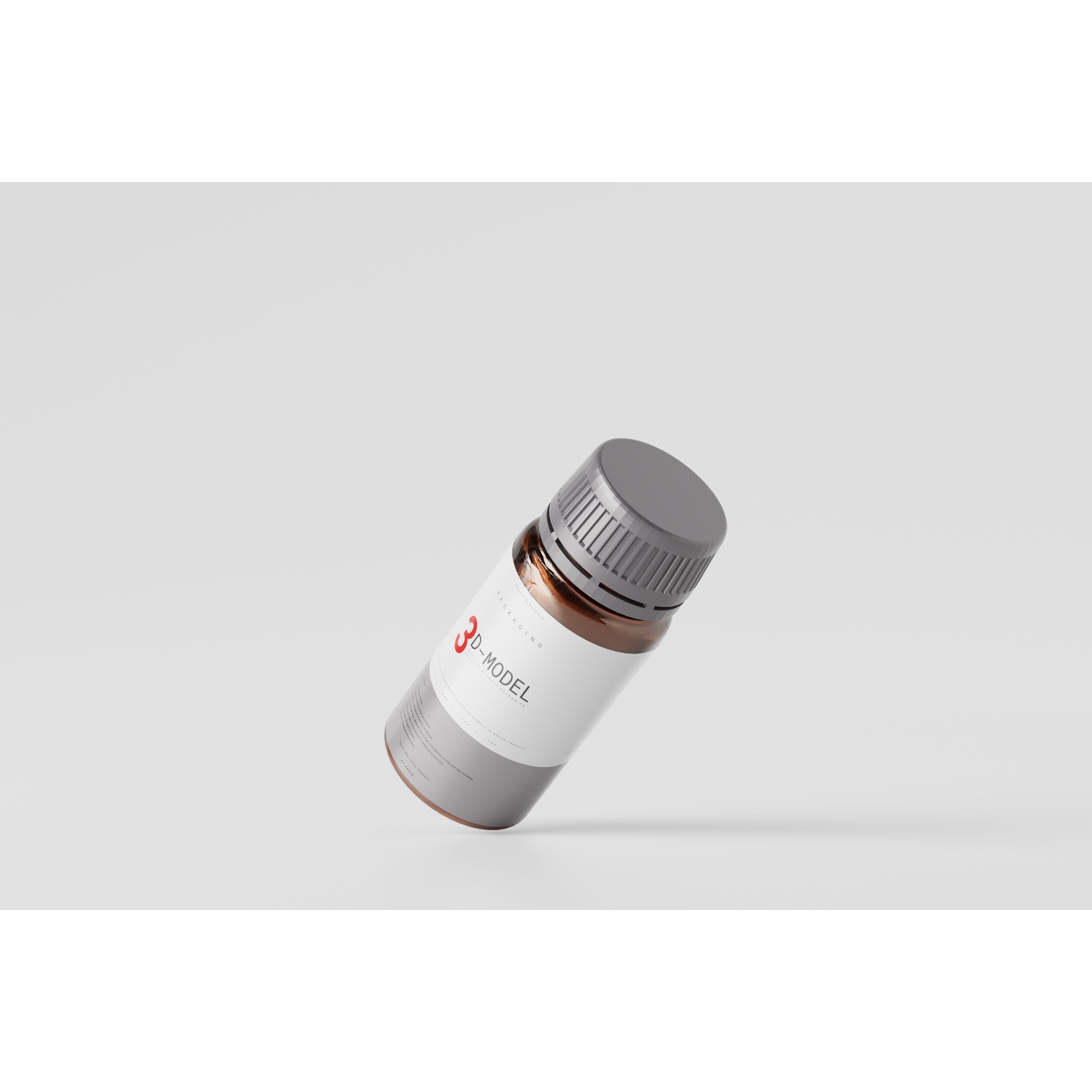 Amber Glass Cosmetic Packaging Bottle - Low-Poly 3D Model - View 4
