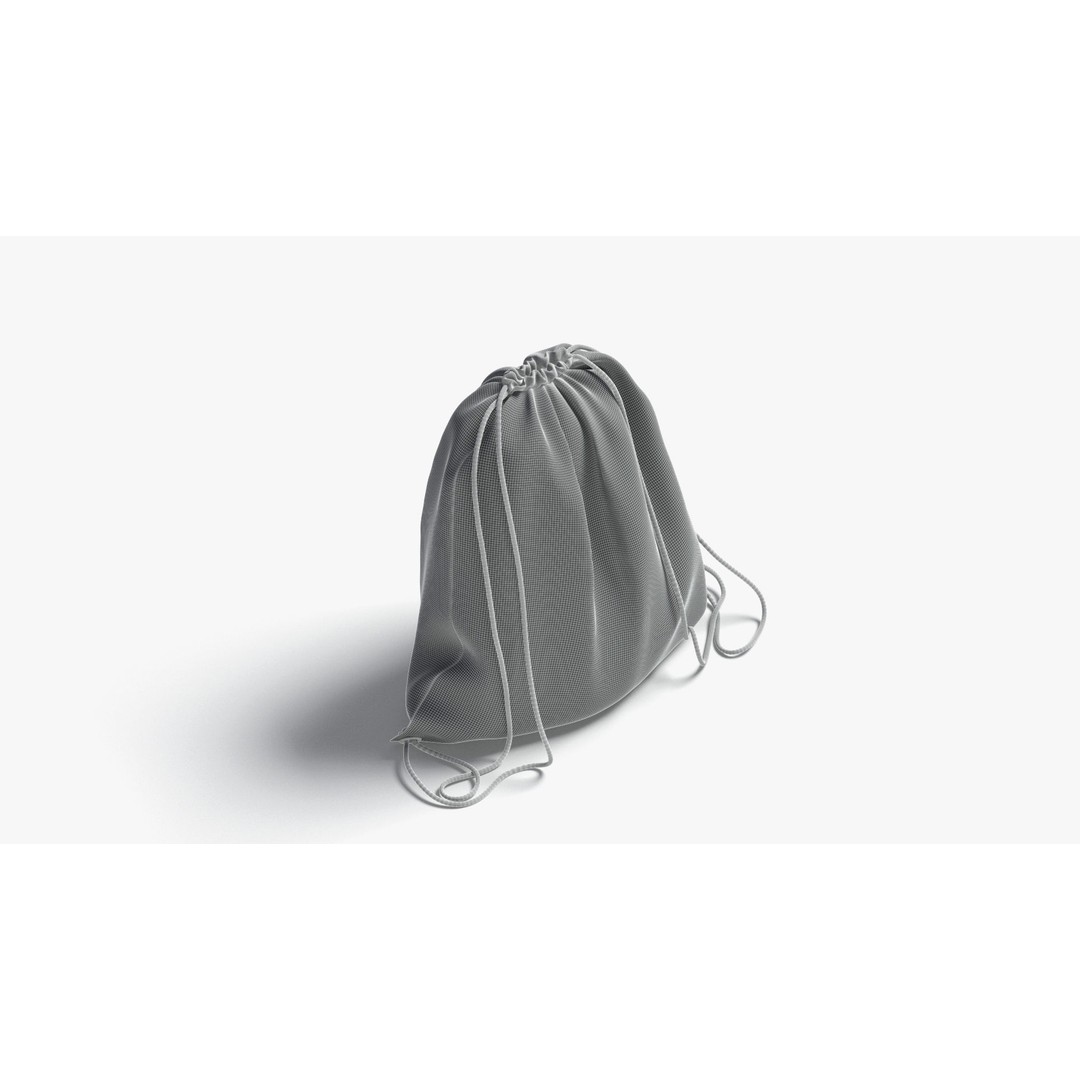 Black Drawstring Backpack 3D Model – Low Poly Game Asset, FBX