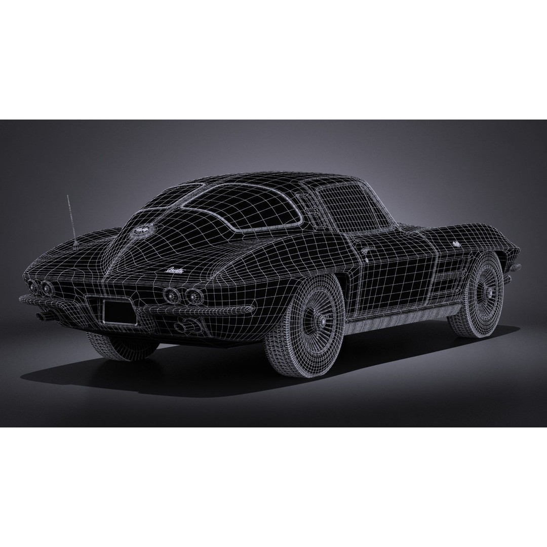 Chevrolet Corvette C2 Coupe 1963 3D Model – High Poly VRAY Asset
