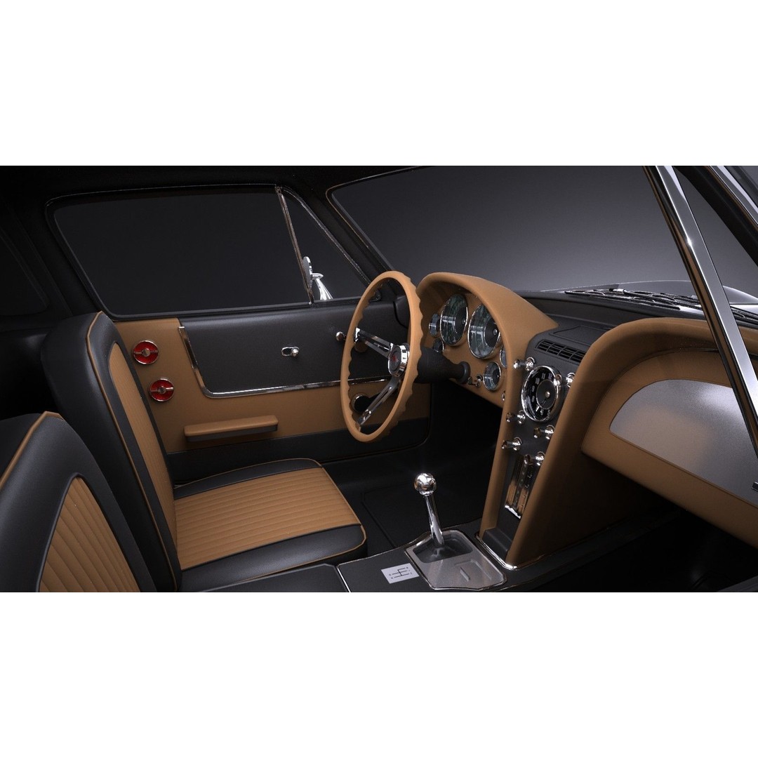 Chevrolet Corvette C2 Coupe 1963 3D Model – High Poly VRAY Asset - View 10
