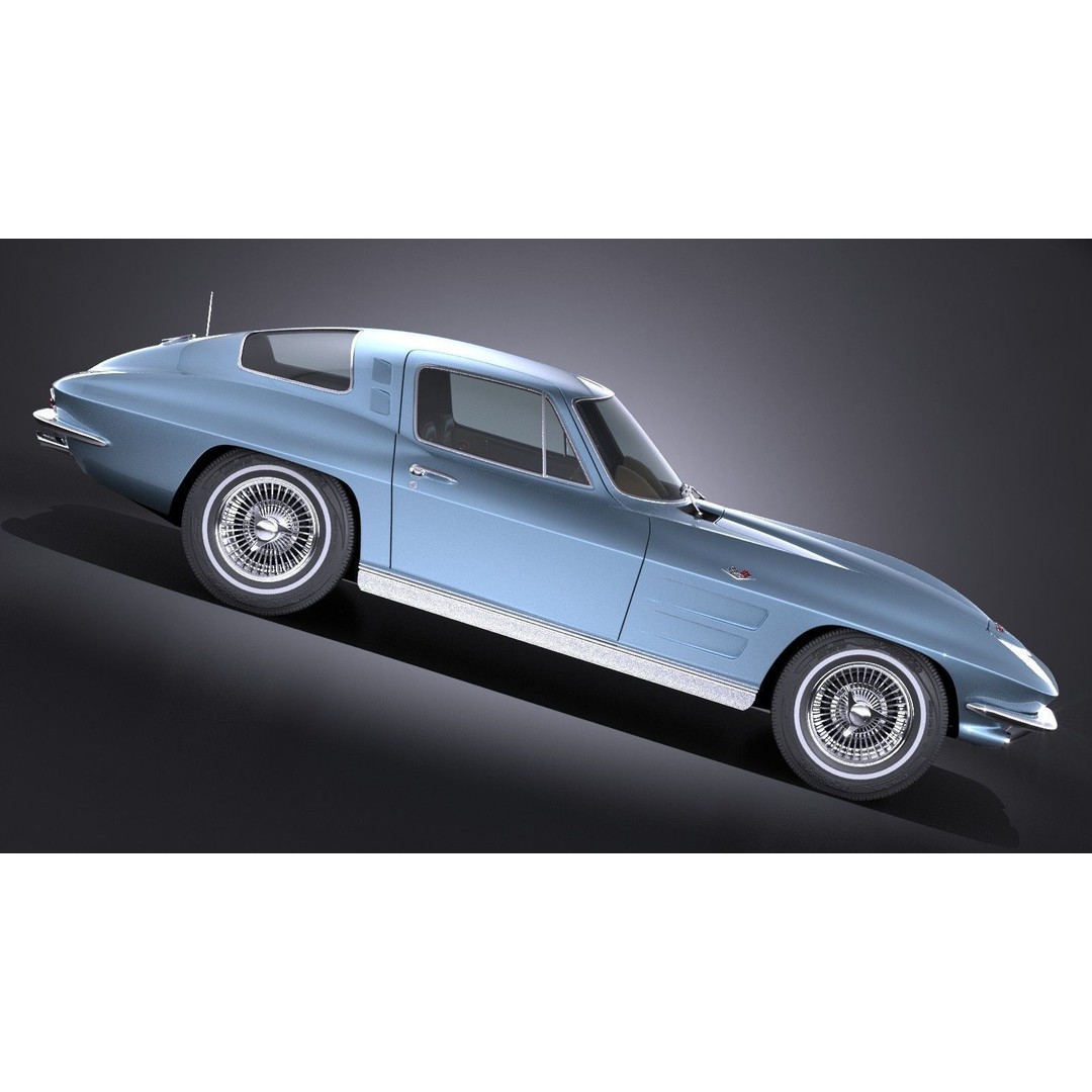 Chevrolet Corvette C2 Coupe 1963 3D Model – High Poly VRAY Asset - View 11