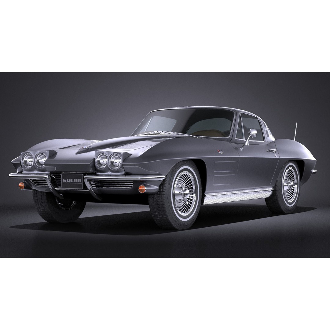 Chevrolet Corvette C2 Coupe 1963 3D Model – High Poly VRAY Asset - View 13